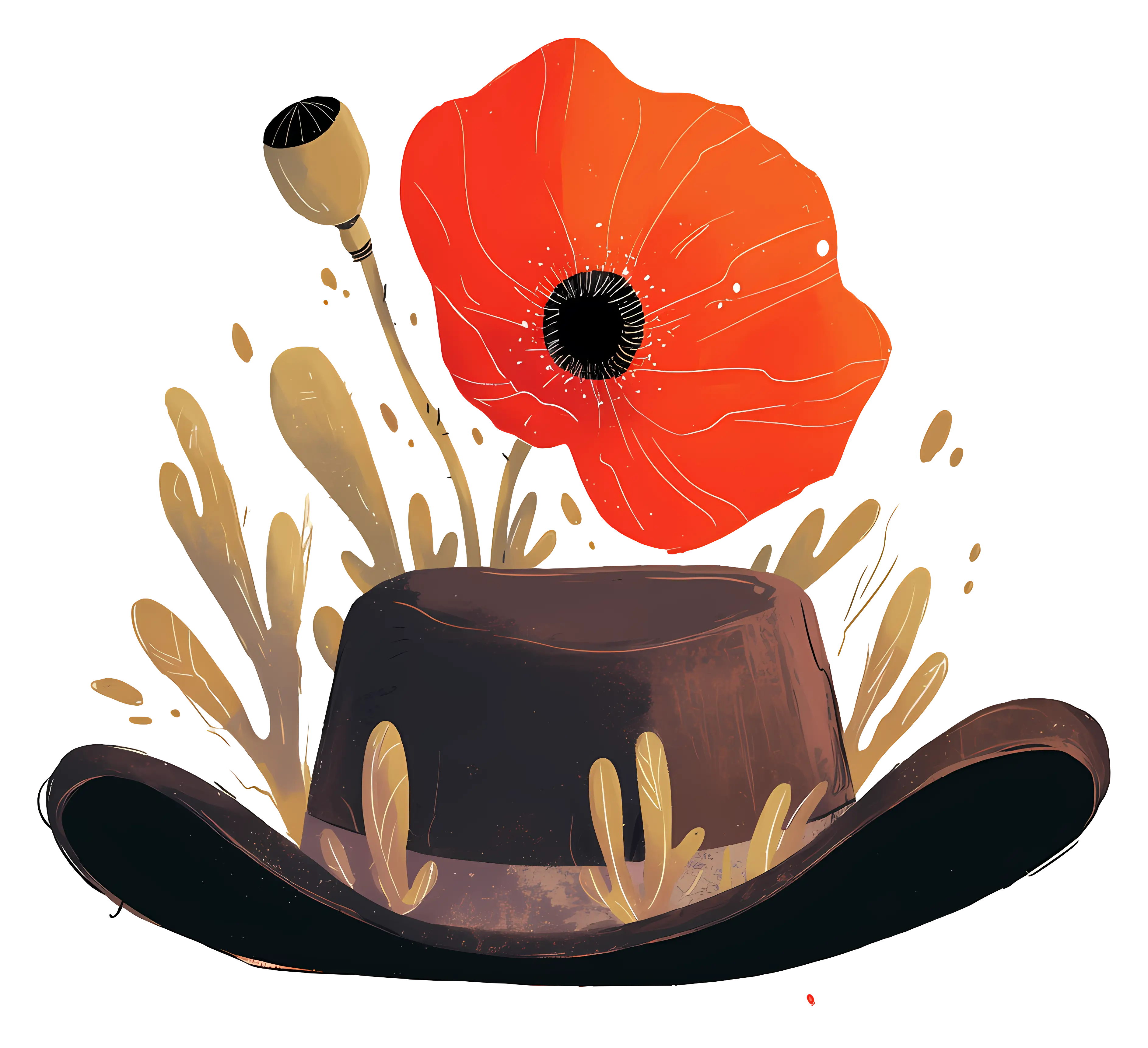 Artistic Hat with Poppy Flower