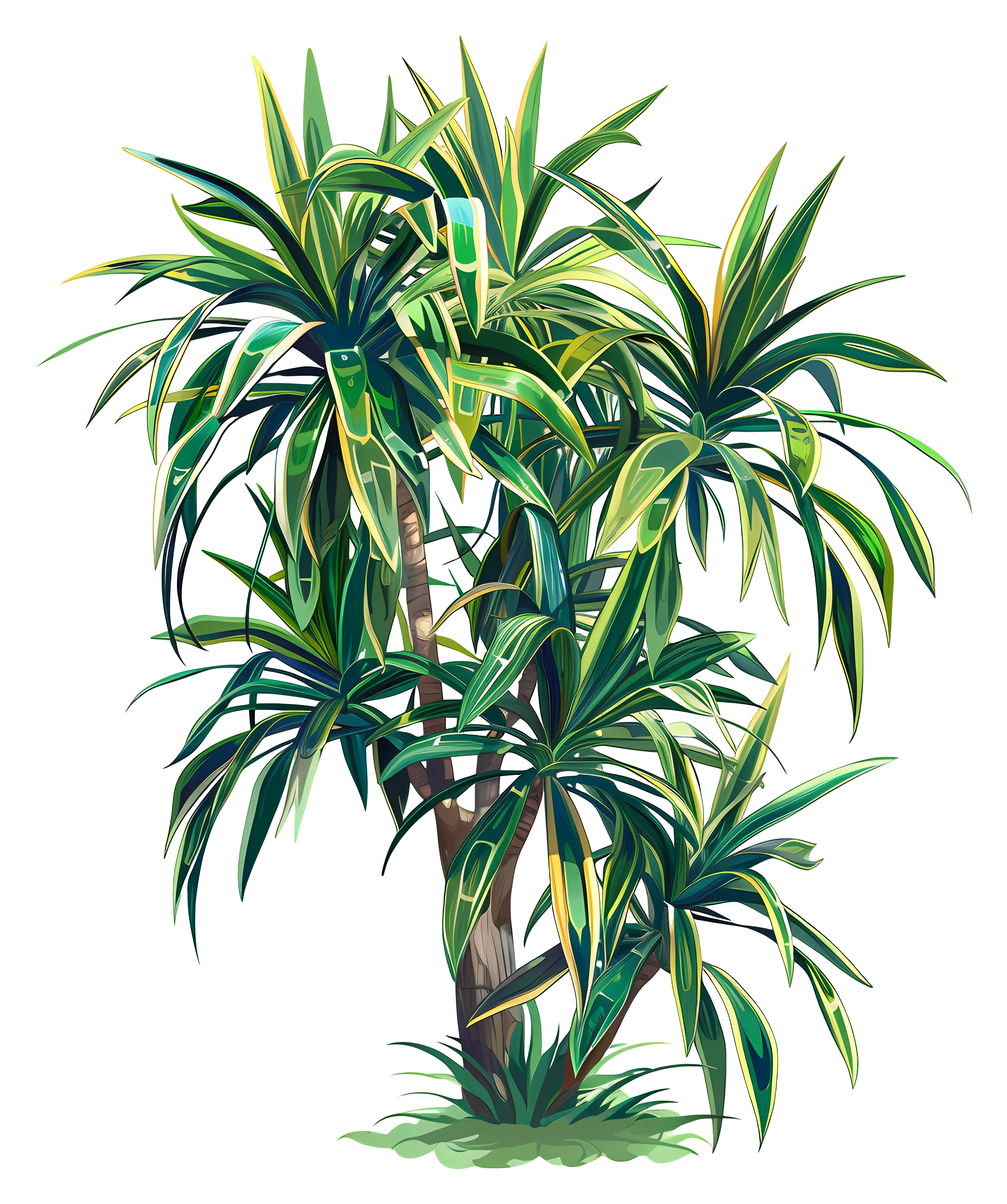 Green Tropical Dracaena Plant Illustration