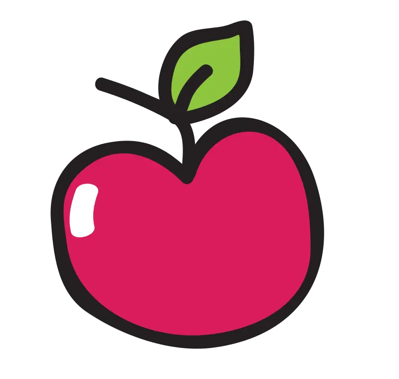 Red Apple Doodle with Leaf