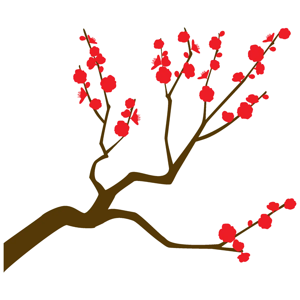 Red Plum Blossom Branch Illustration