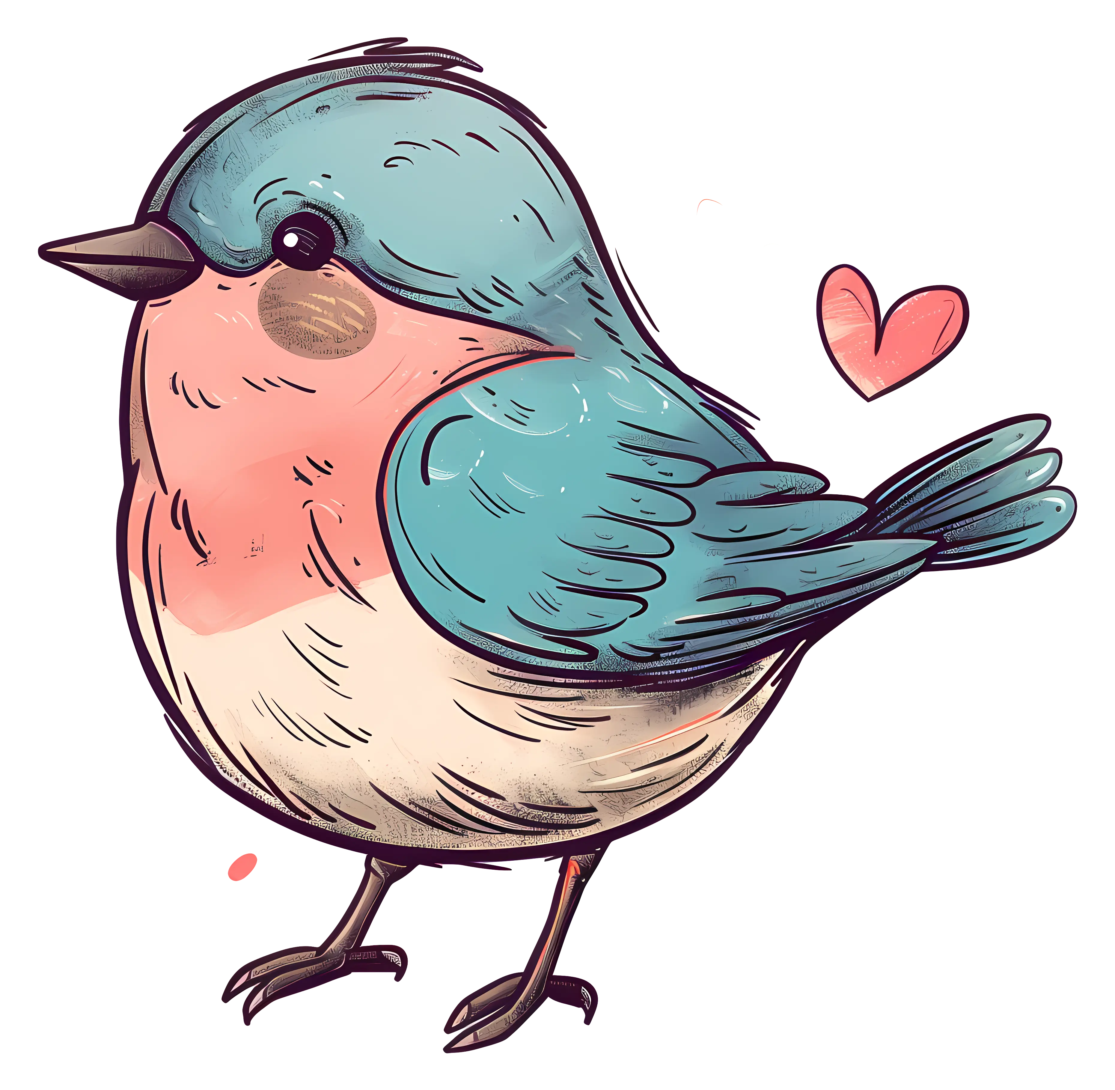 Cute Cartoon Bird with Heart