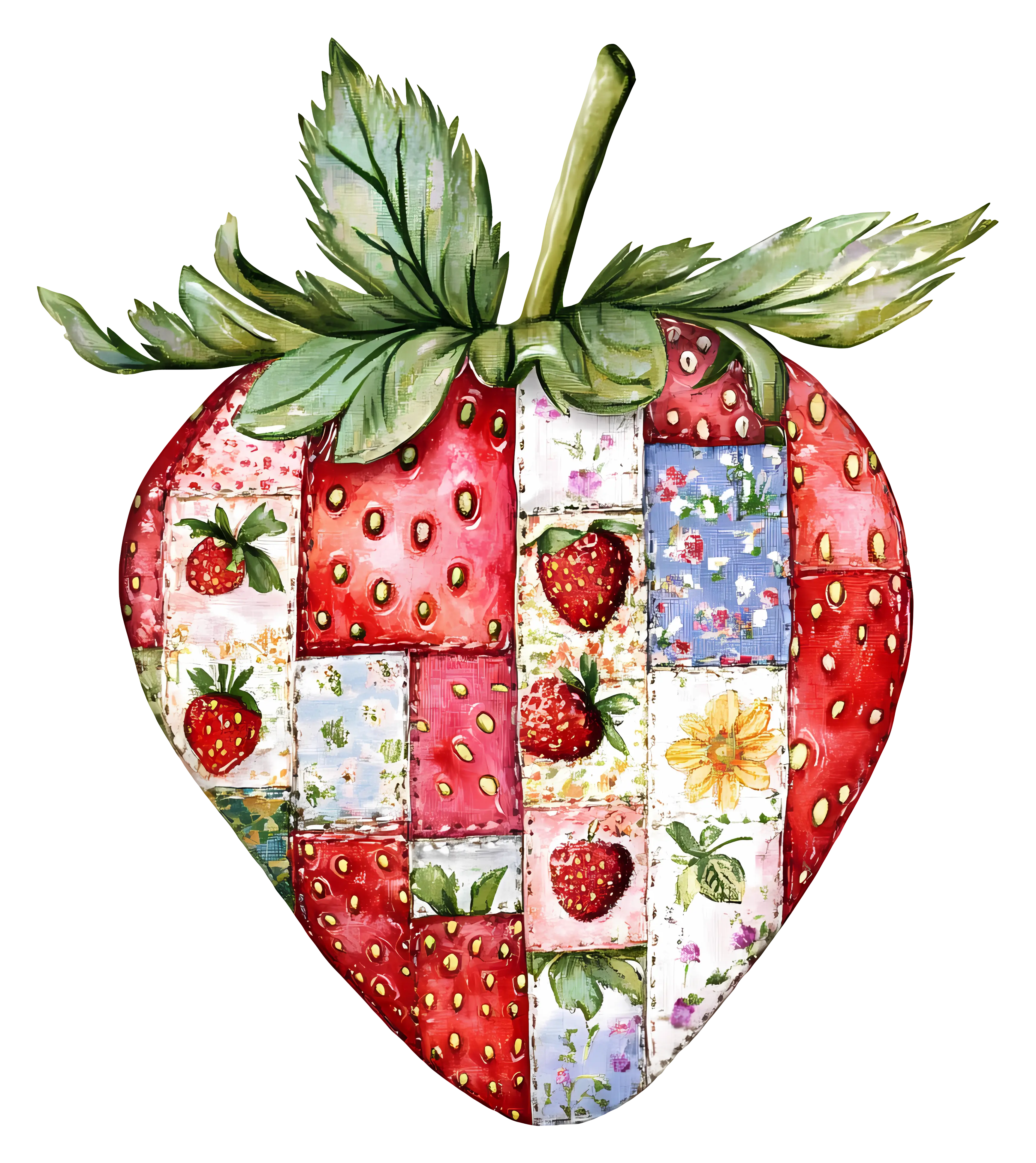 Patchwork Strawberry Art