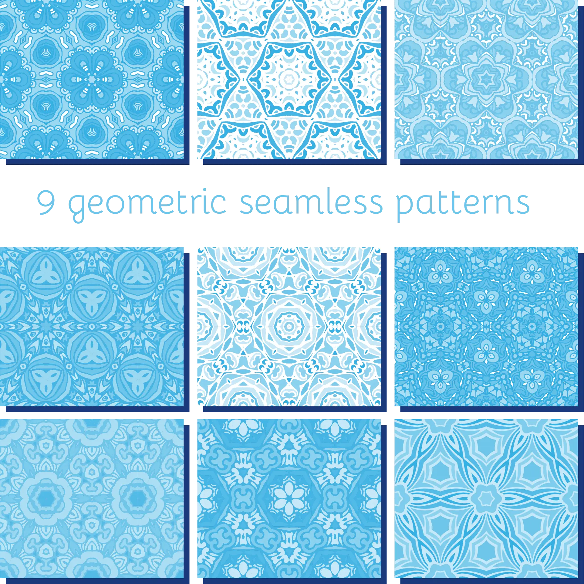 Blue Geometric Seamless Patterns