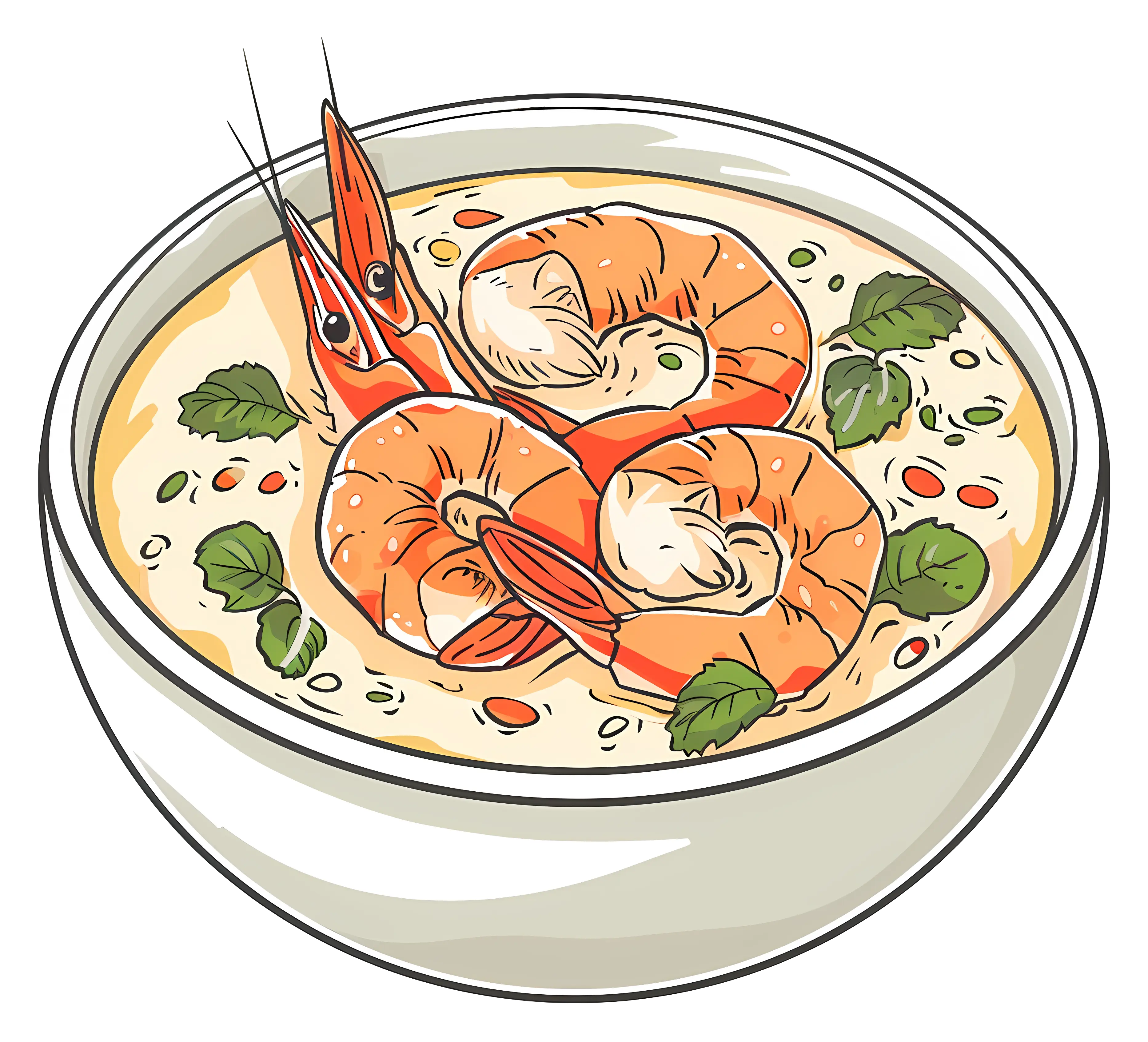Spicy Shrimp Soup in a Bowl