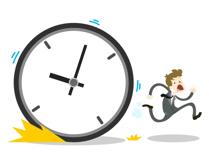 Man Being Chased by a Clock Representing Deadline Stress