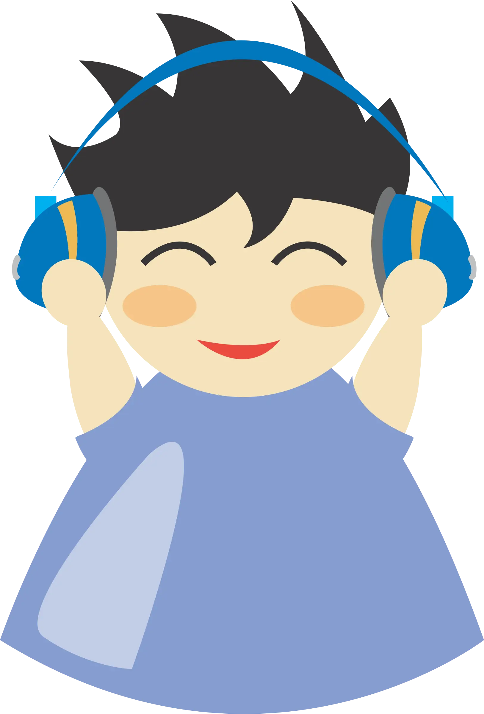 Happy Child Wearing Headphones Illustration
