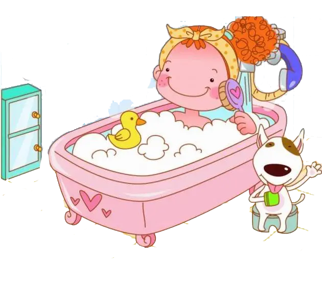 Girl and Dog Enjoying Bath Time
