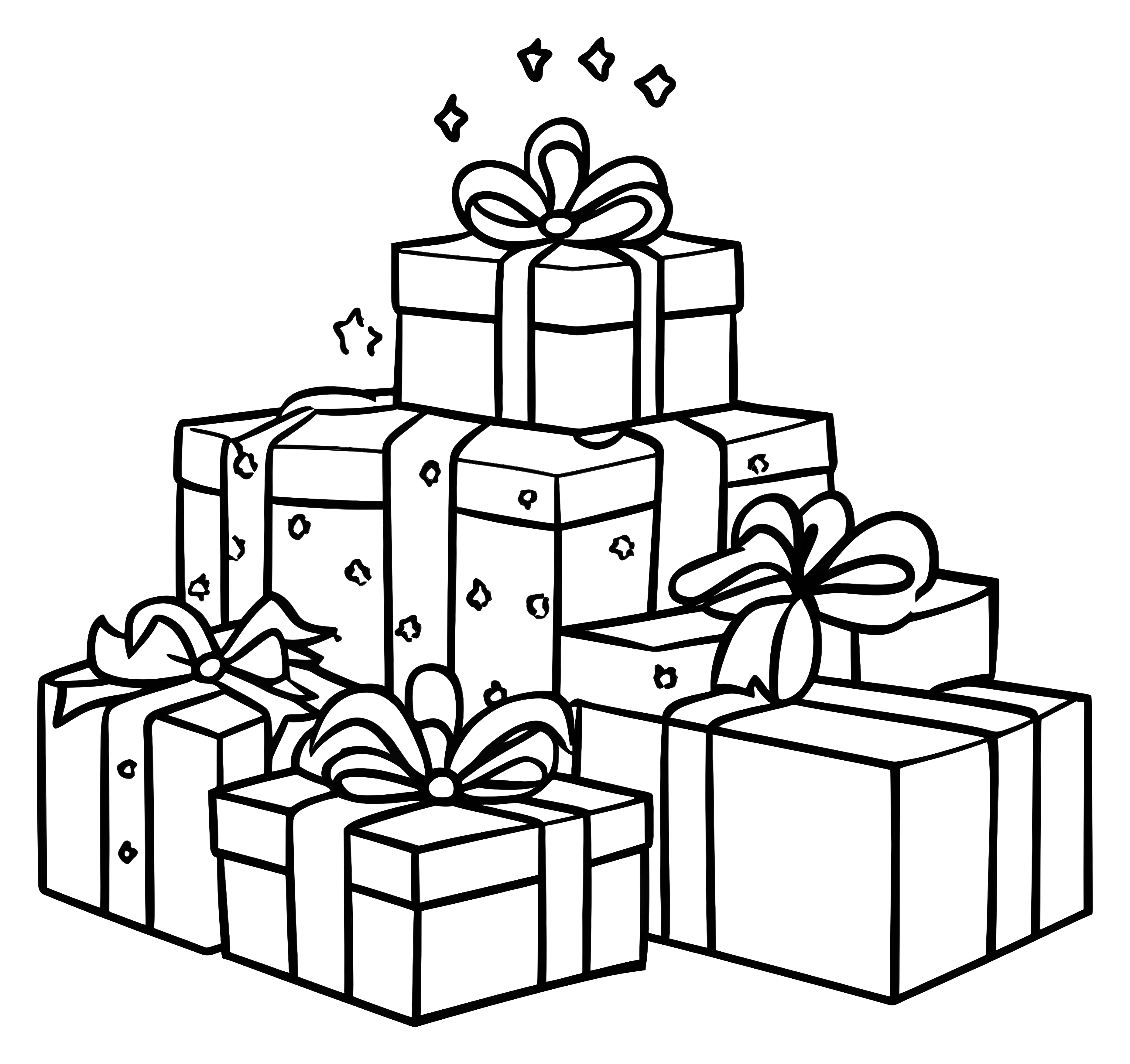 Black-and-White Holiday Gift Boxes Illustration