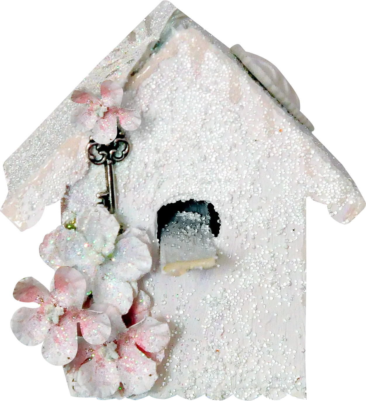 Small Decorative House with Flowers and Key