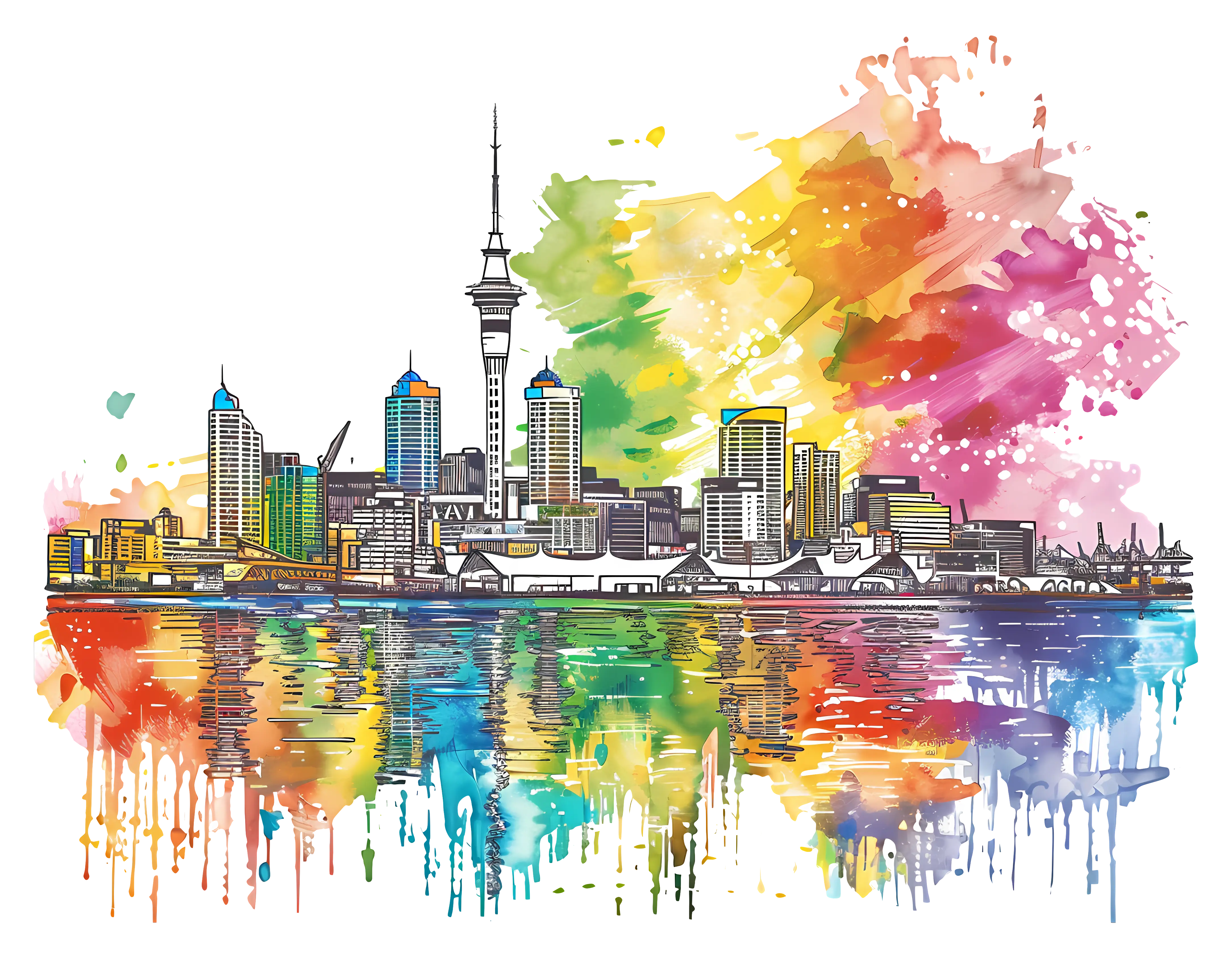 Vivid City Skyline Illustration