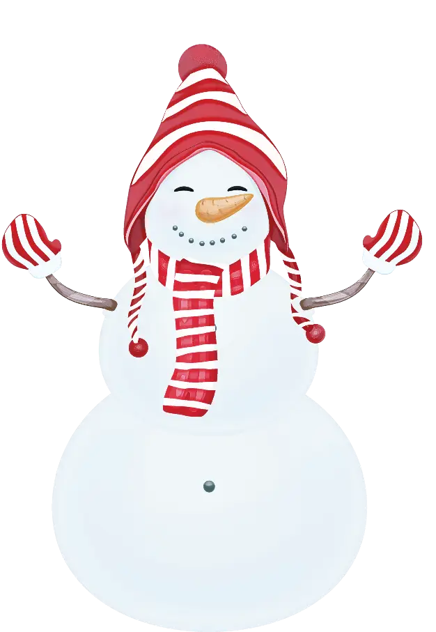 Snowman with Striped Hat and Scarf Illustration