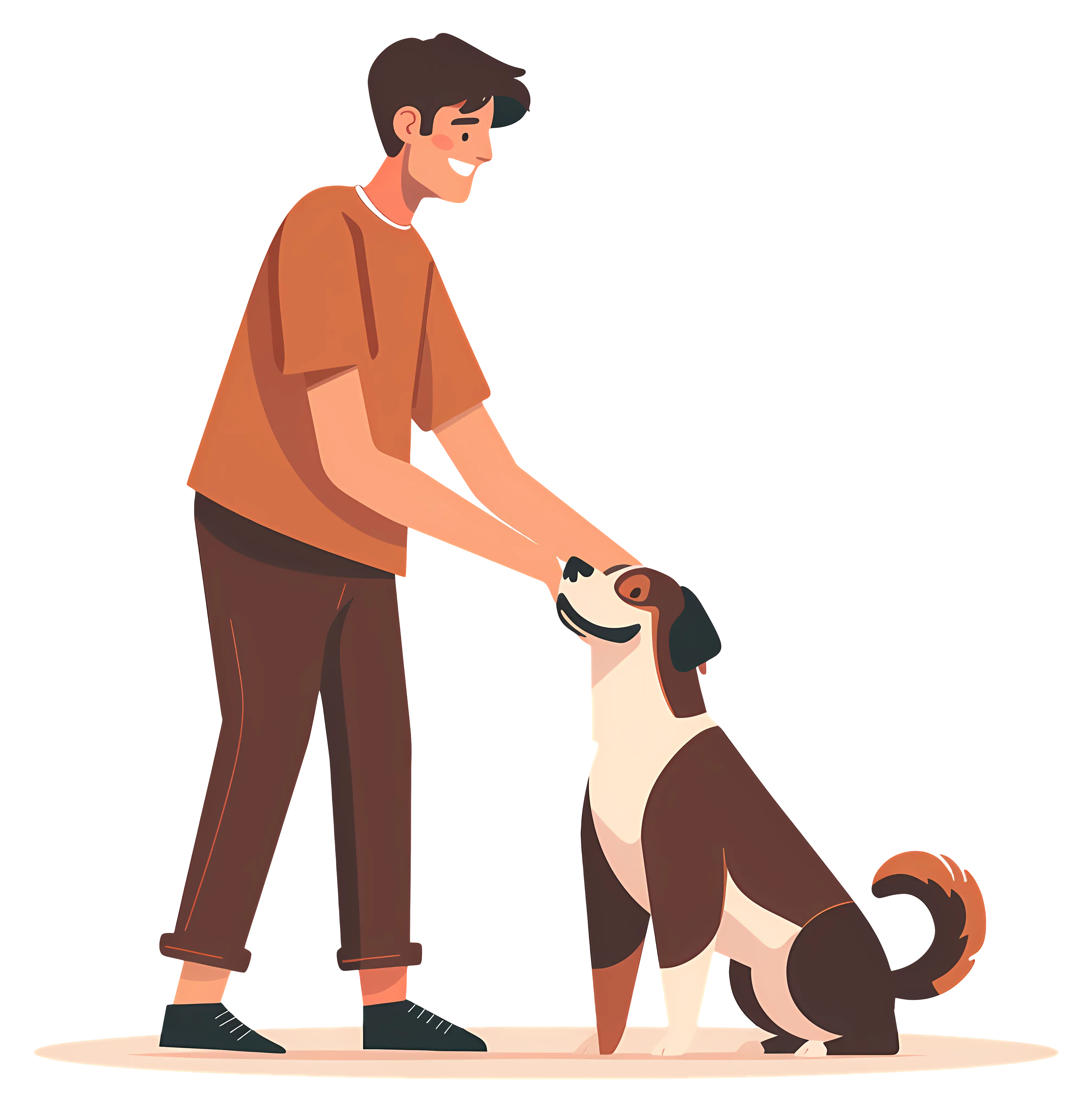 Man Petting His Dog