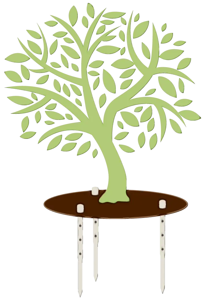 Green Tree Illustration on Decorative Stand