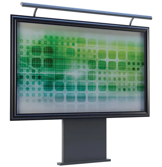 Digital Billboard with Abstract Green Graphics