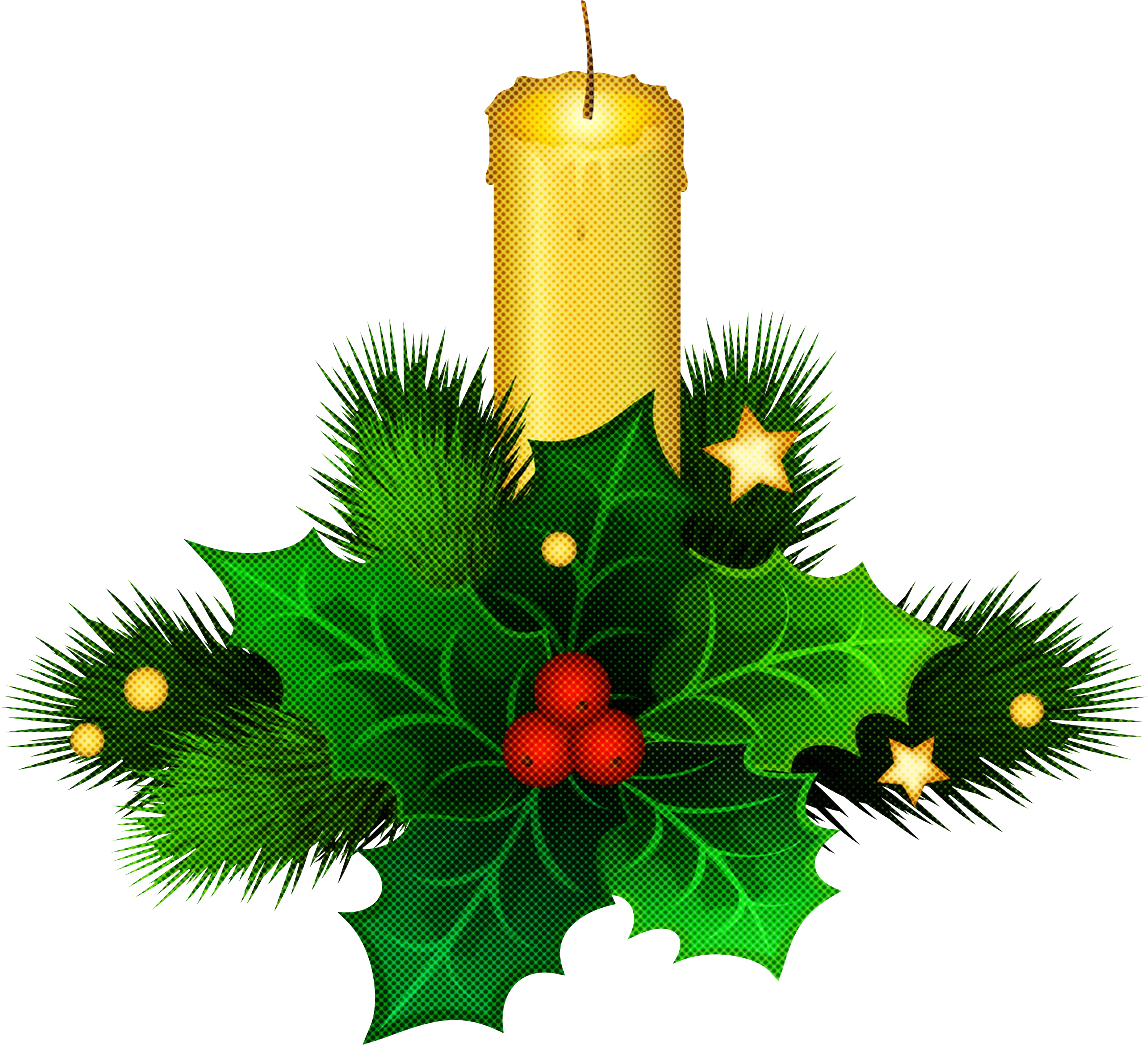 Christmas Candle with Holly Decoration