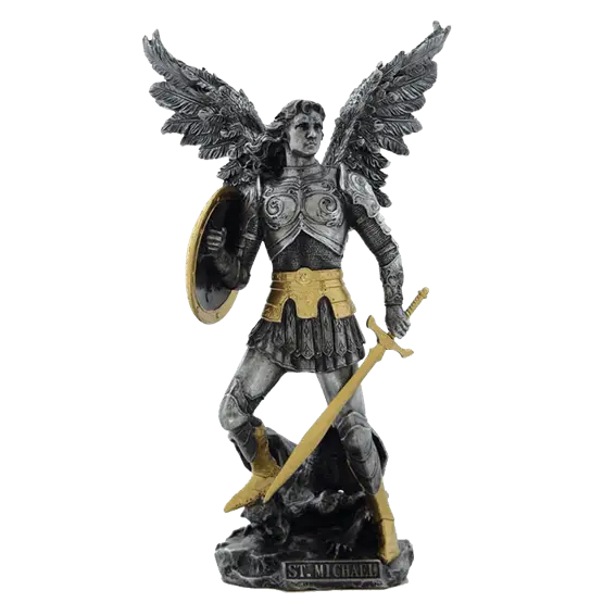 St. Michael Statue with Sword and Shield