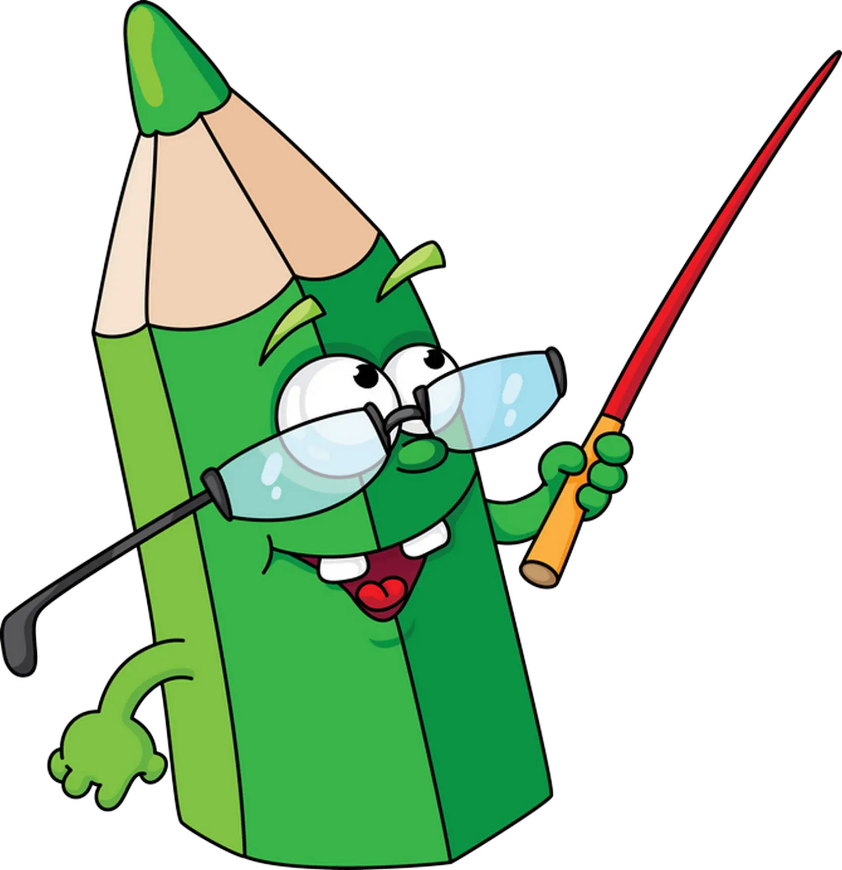Green Pencil Cartoon Character Teaching Illustration