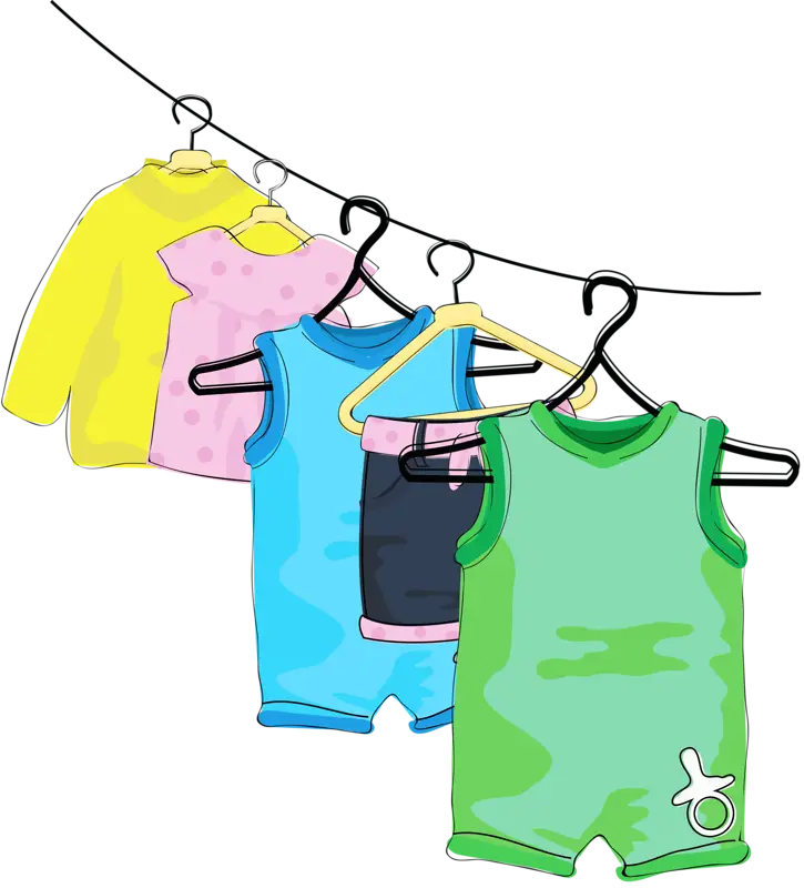 Colorful Children&#039;s Clothing on Hangers