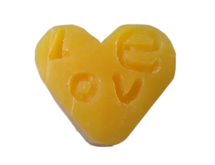 Yellow Heart with Love Carving