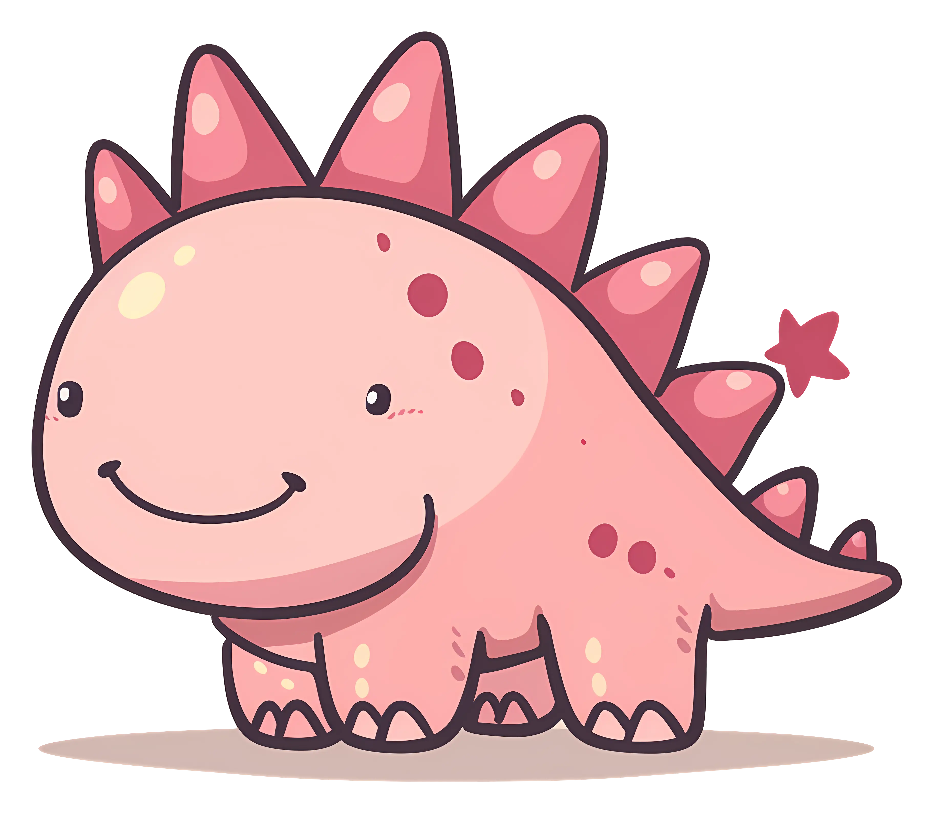 Cute Pink Dinosaur Cartoon Illustration