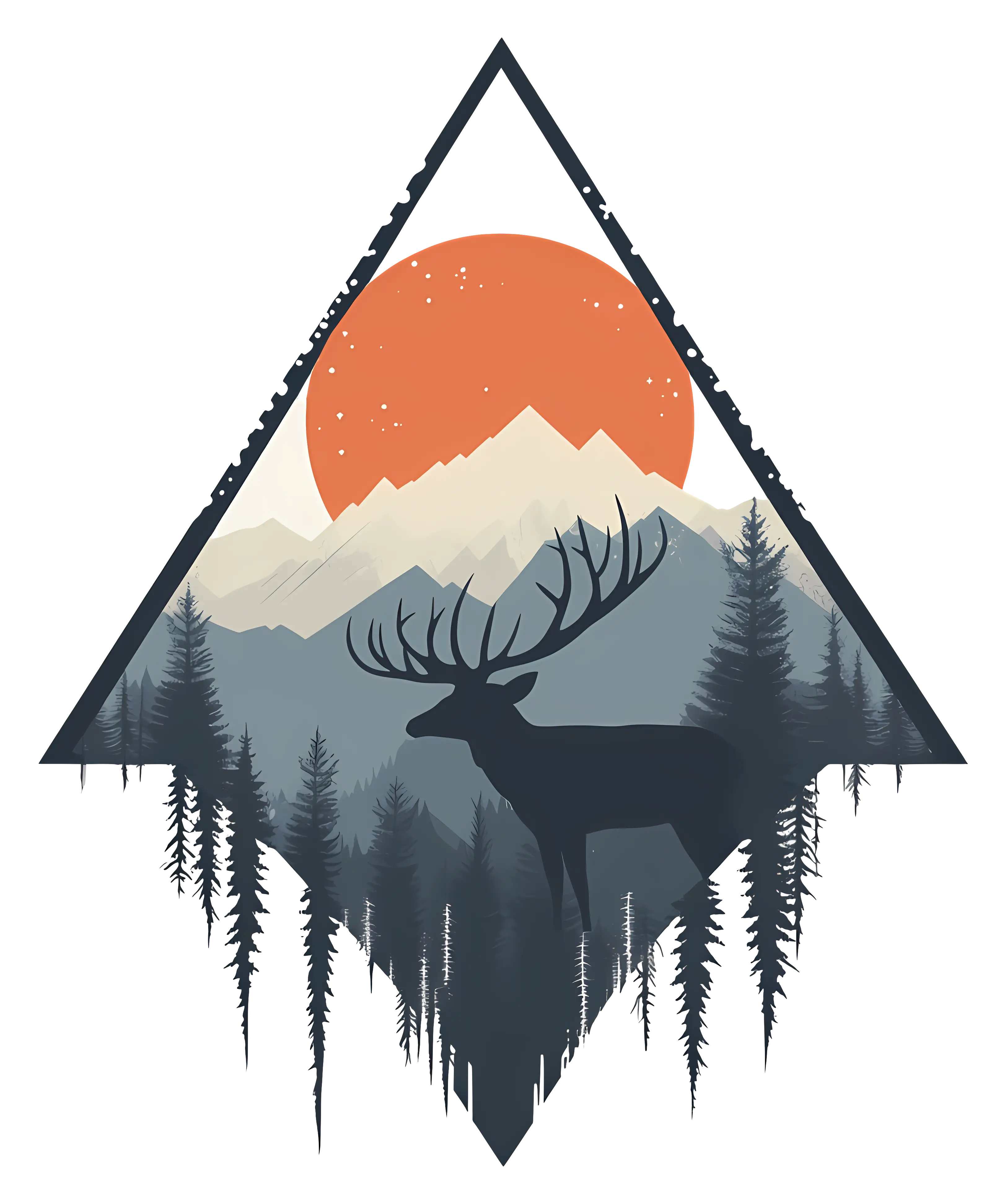 Deer Silhouette with Mountain Sunset