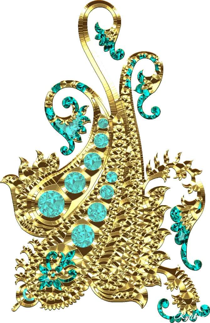 Gold Ornament with Blue Jewels