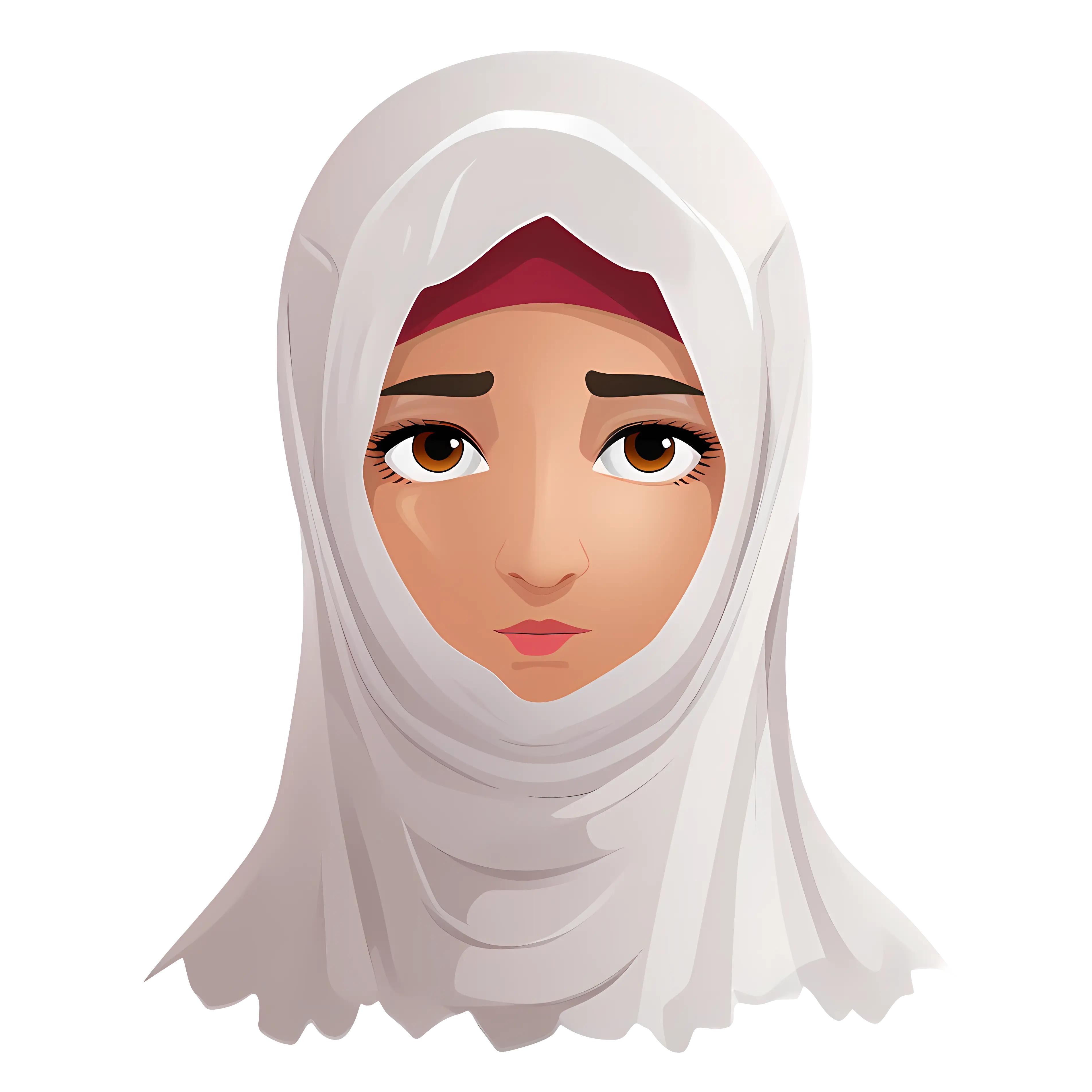 Sad Girl in White Hijab Illustration