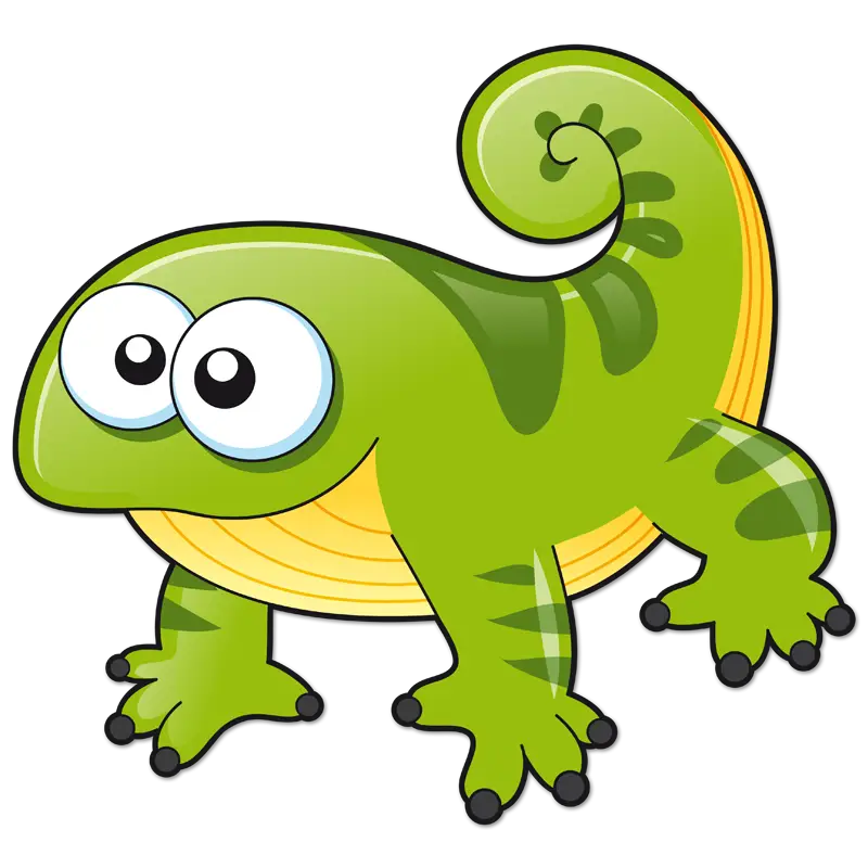 Cartoon Green Lizard with Adorable Features