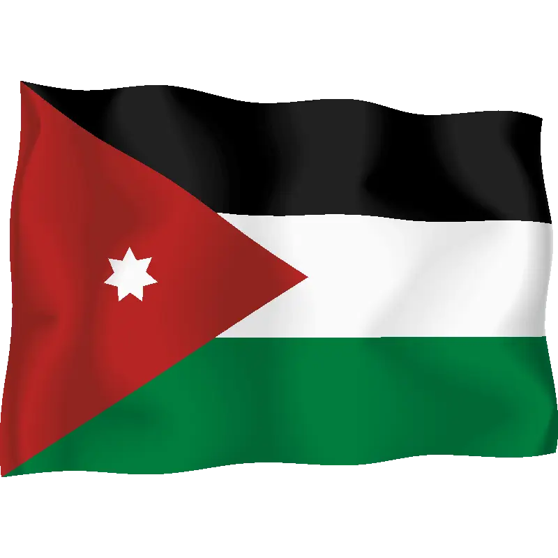 Jordan National Flag with Red, White, and Black Colors
