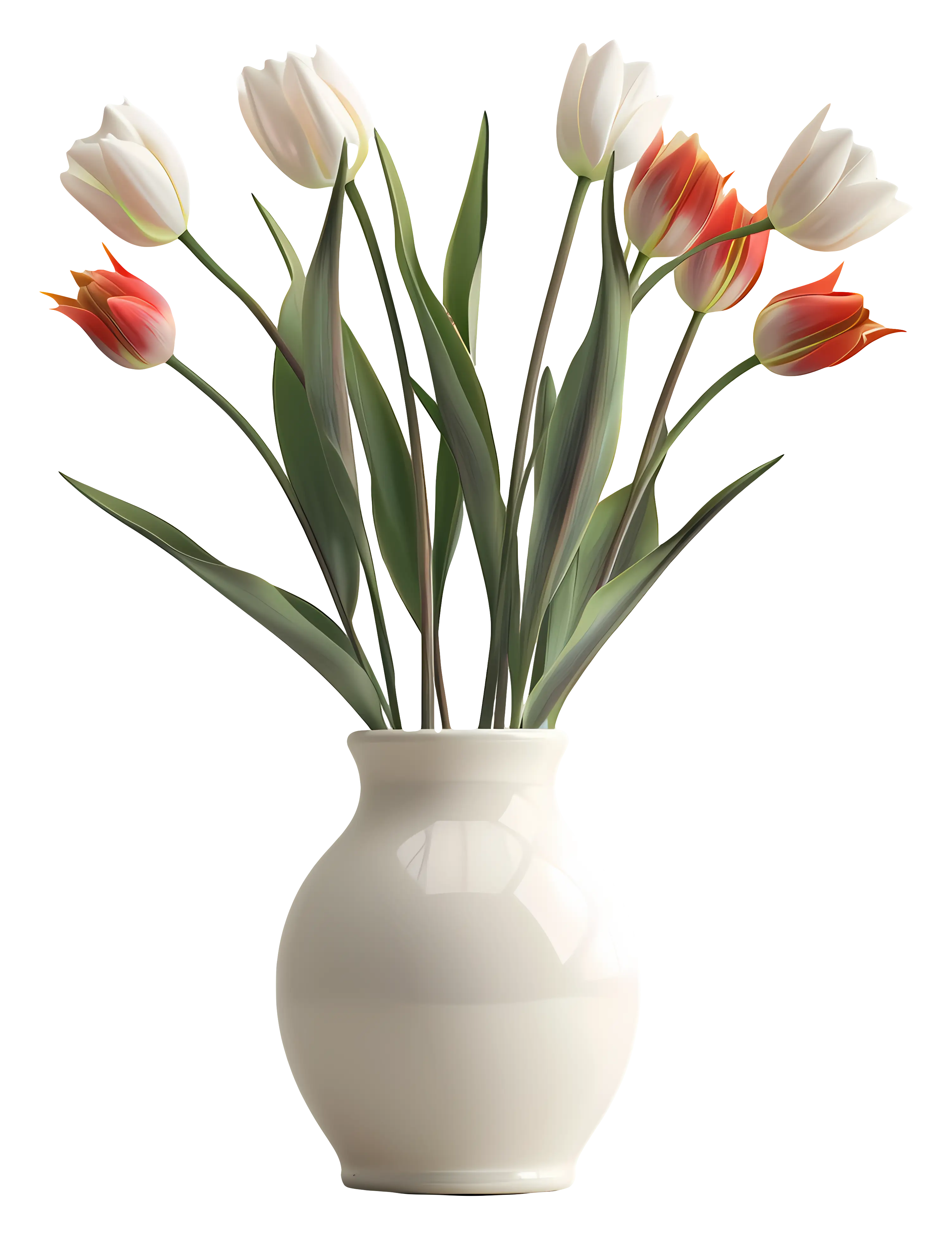 Elegant White Vase with Fresh Tulips