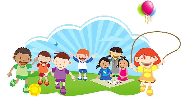 Illustration of Kids Playing Outdoors