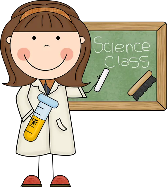 Cartoon of Science Class with Teacher