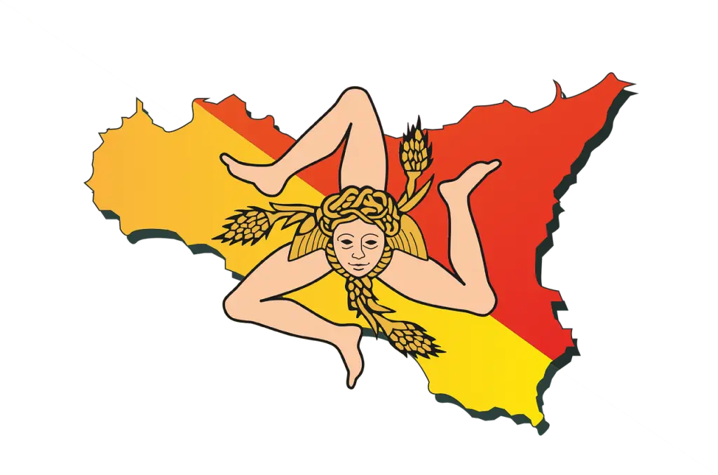 Sicily Map with Trinacria Symbol