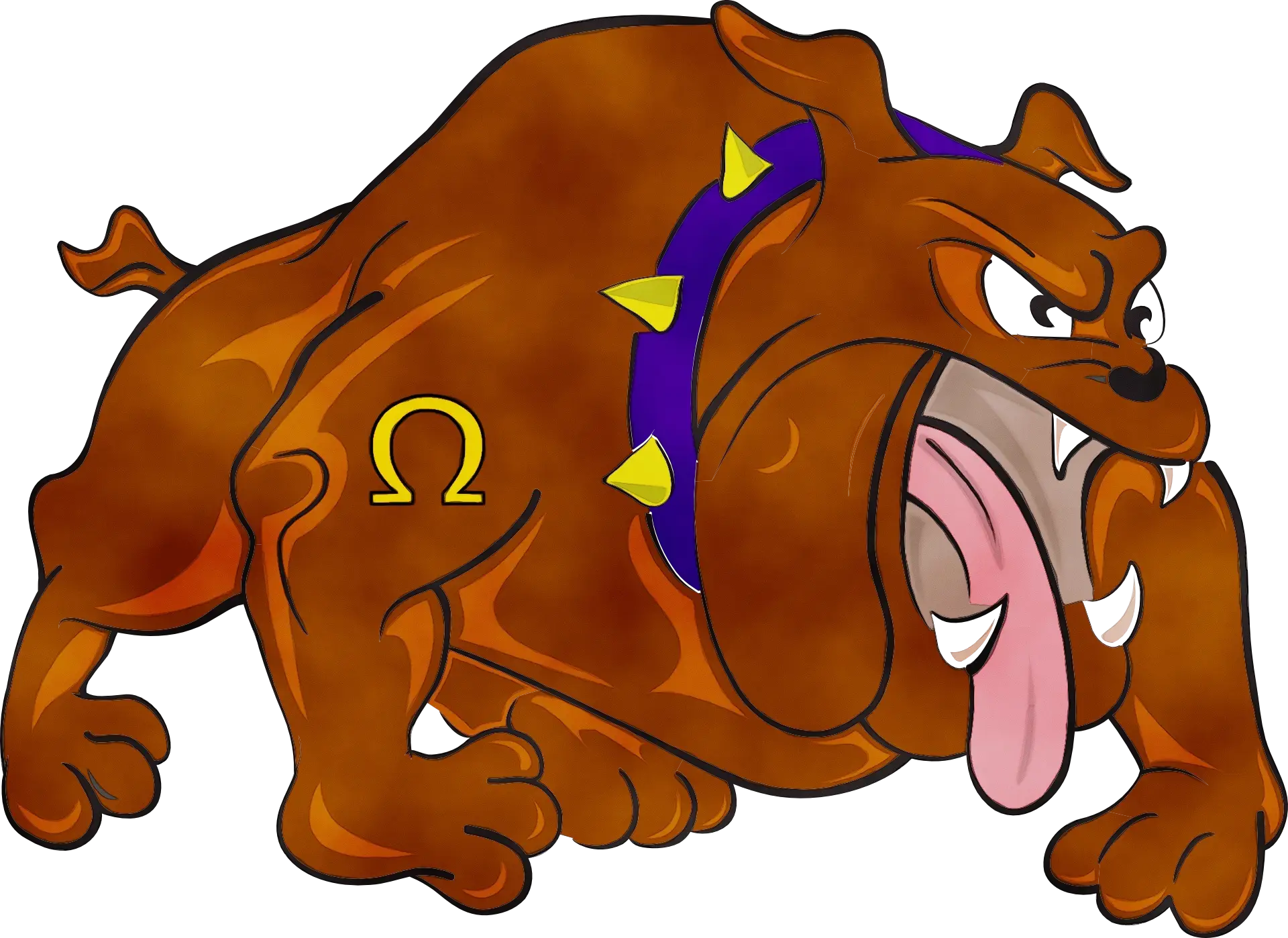 Angry Cartoon Bulldog with Spiked Collar