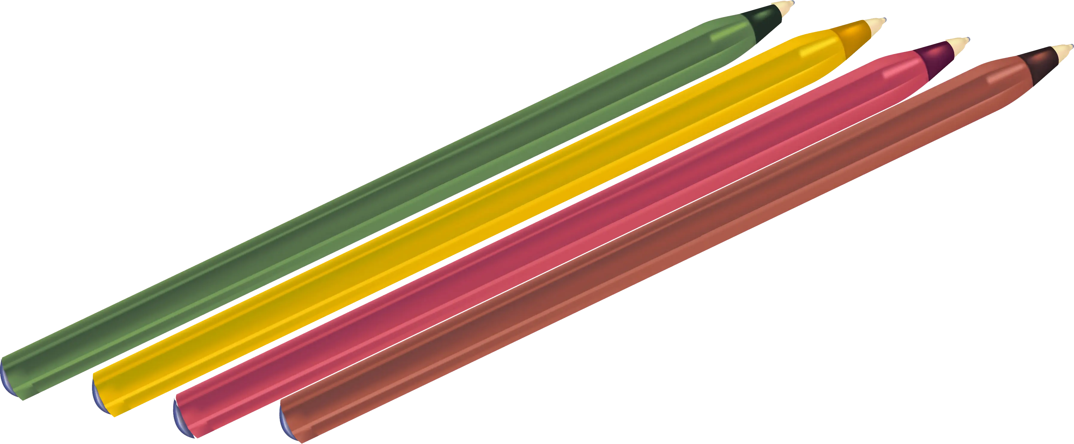 Green, Yellow, Red, and Brown Colored Pencils for Art and Design