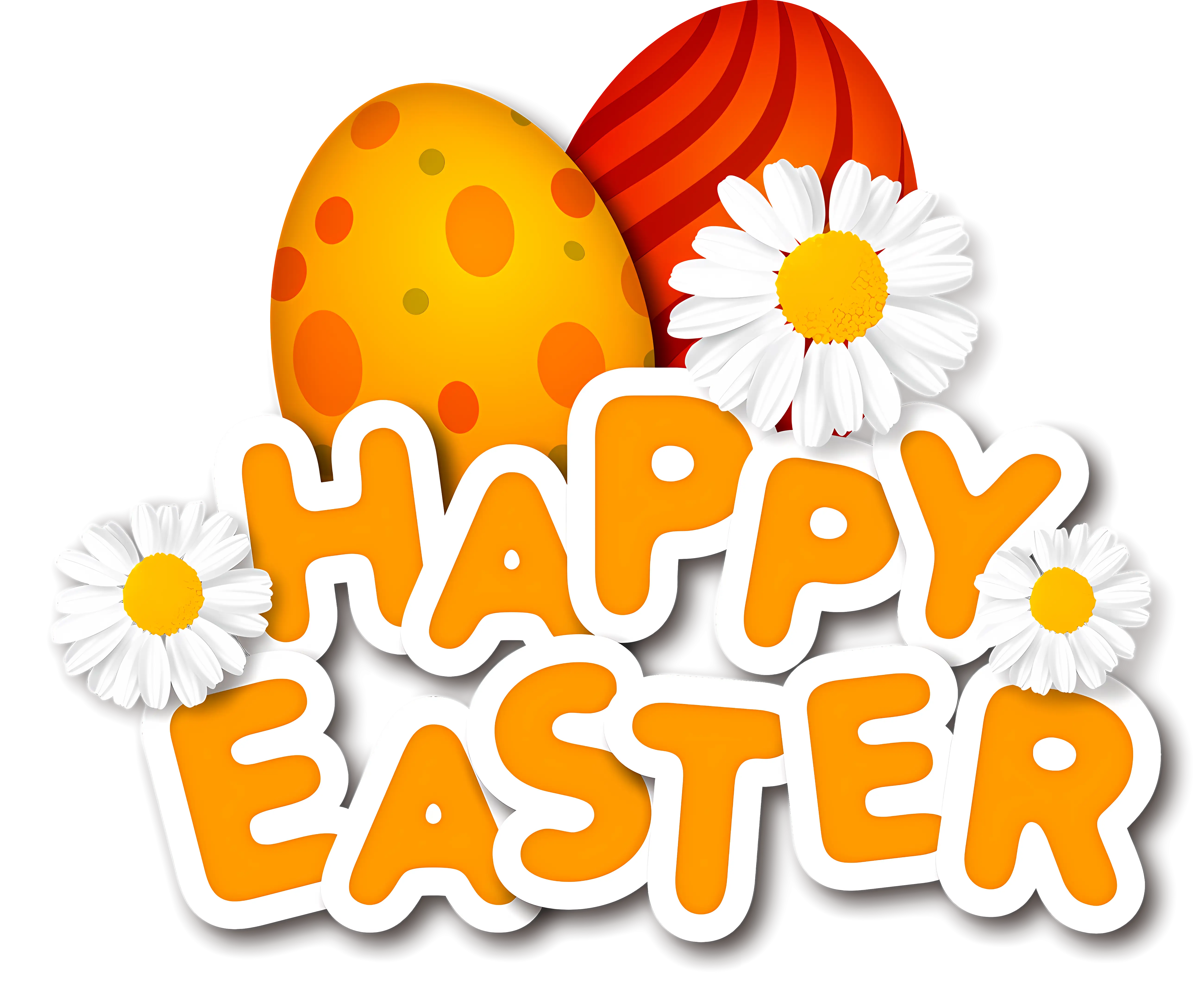 Happy Easter Greeting with Decorated Eggs