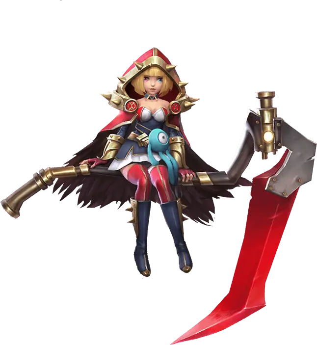 Female Warrior with Large Red Weapon