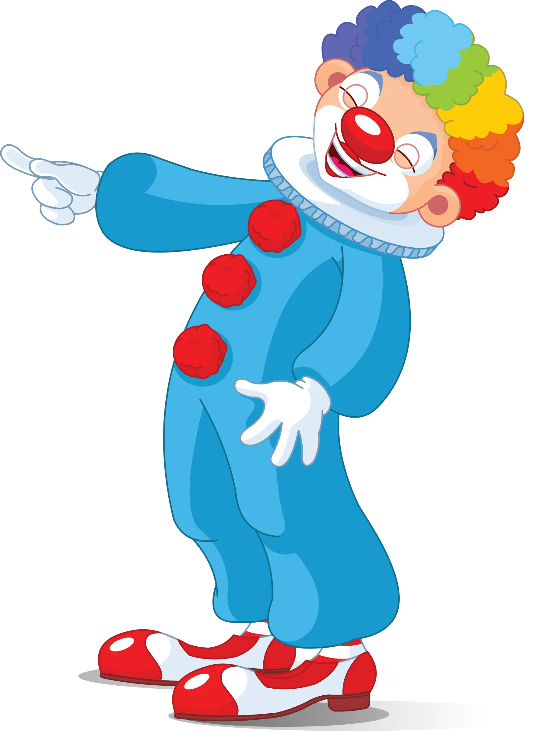 Playful Cartoon Clown in Blue Costume