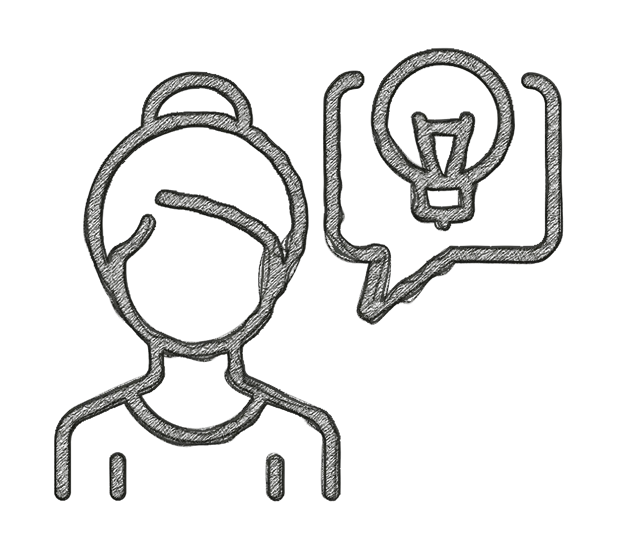Outline Illustration of Person with Creative Idea Bubble