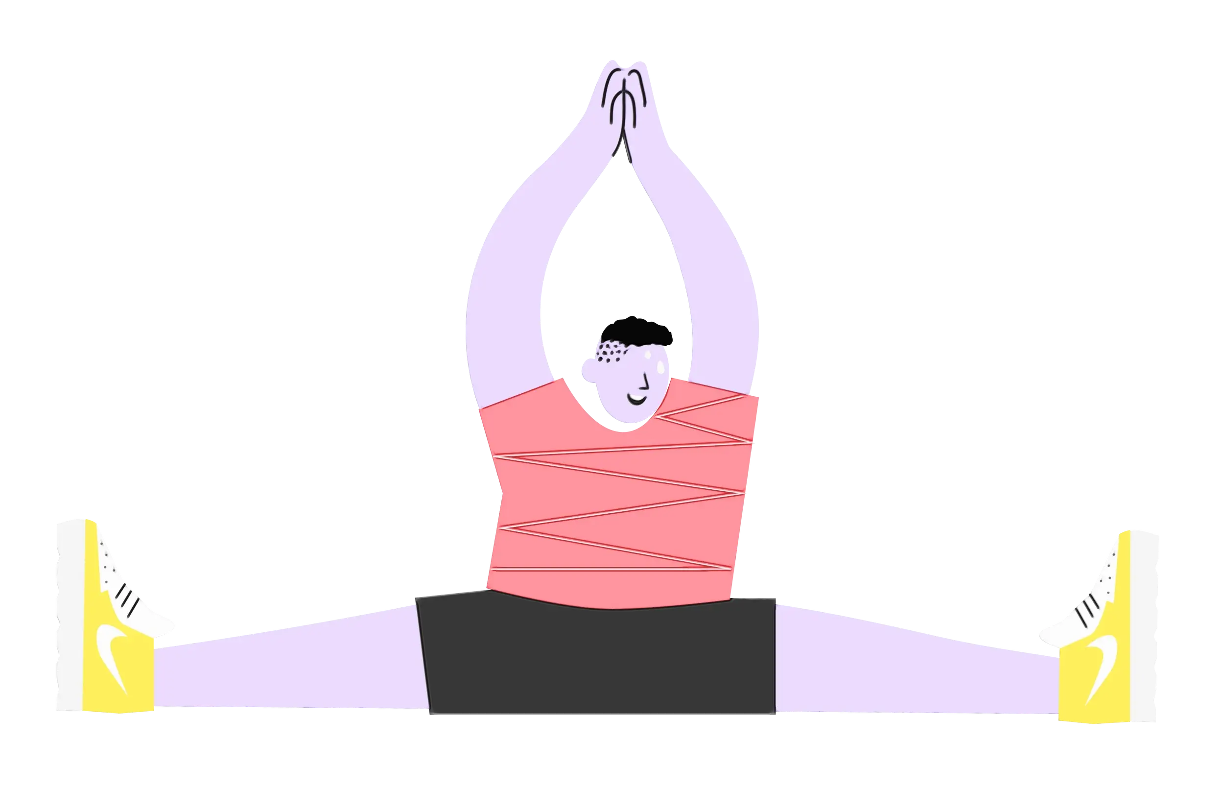 Splits Stretching Pose Cartoon Illustration