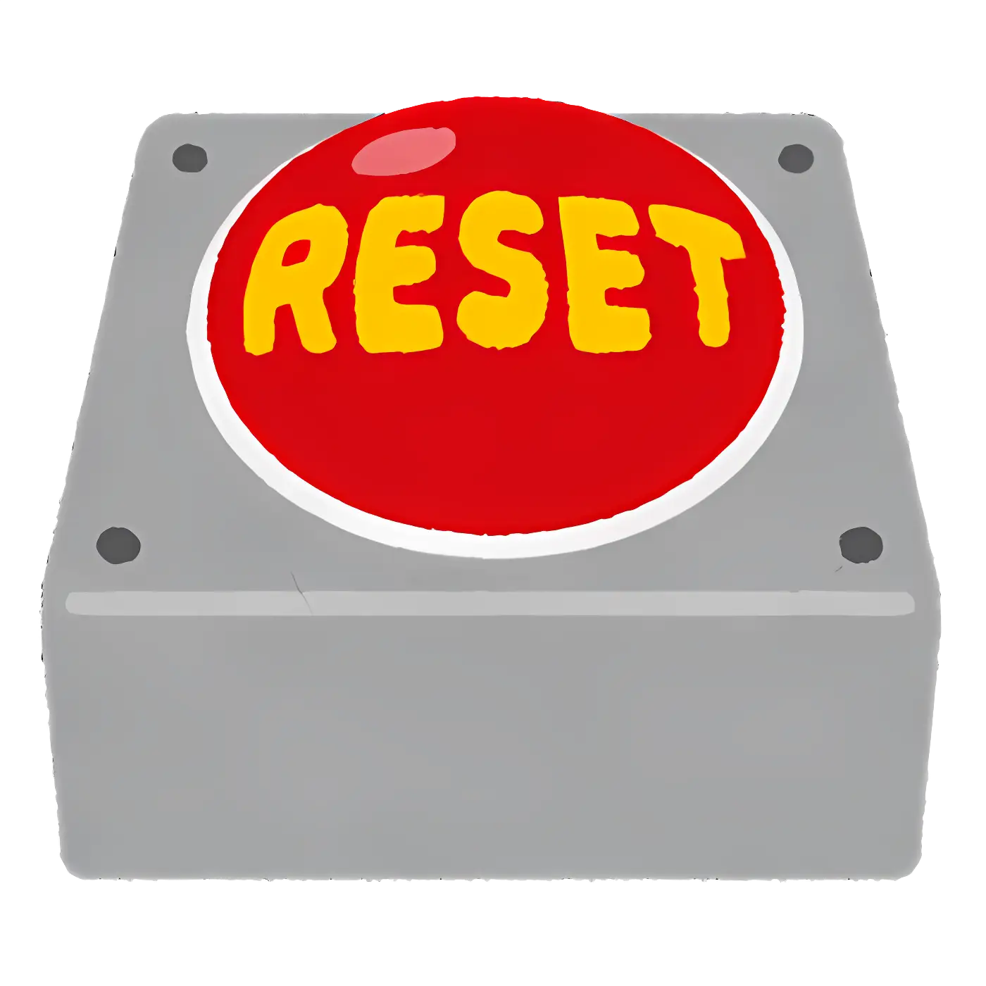 Red Reset Button on a Device in Cartoon Style