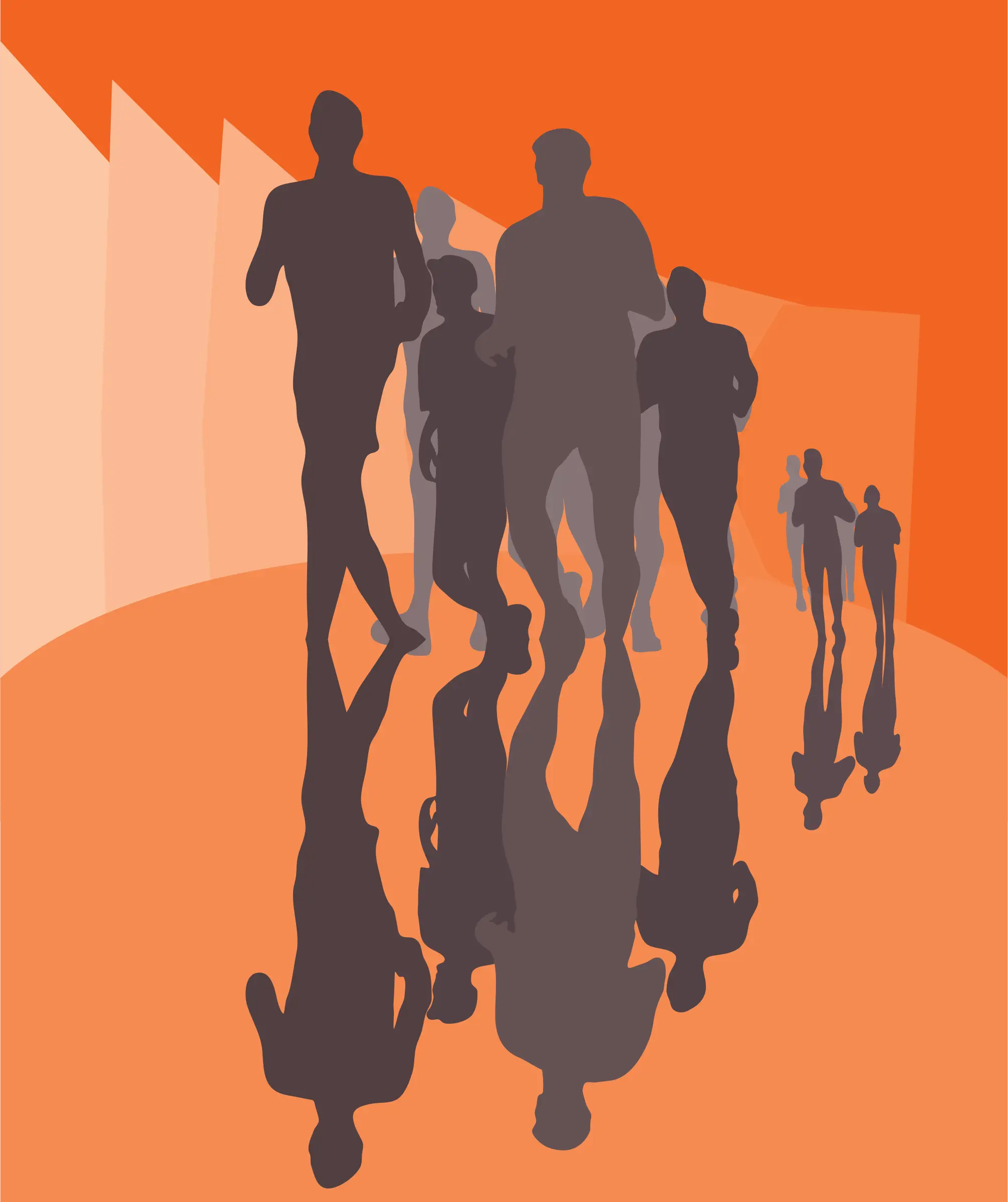 Joggers in Orange Background
