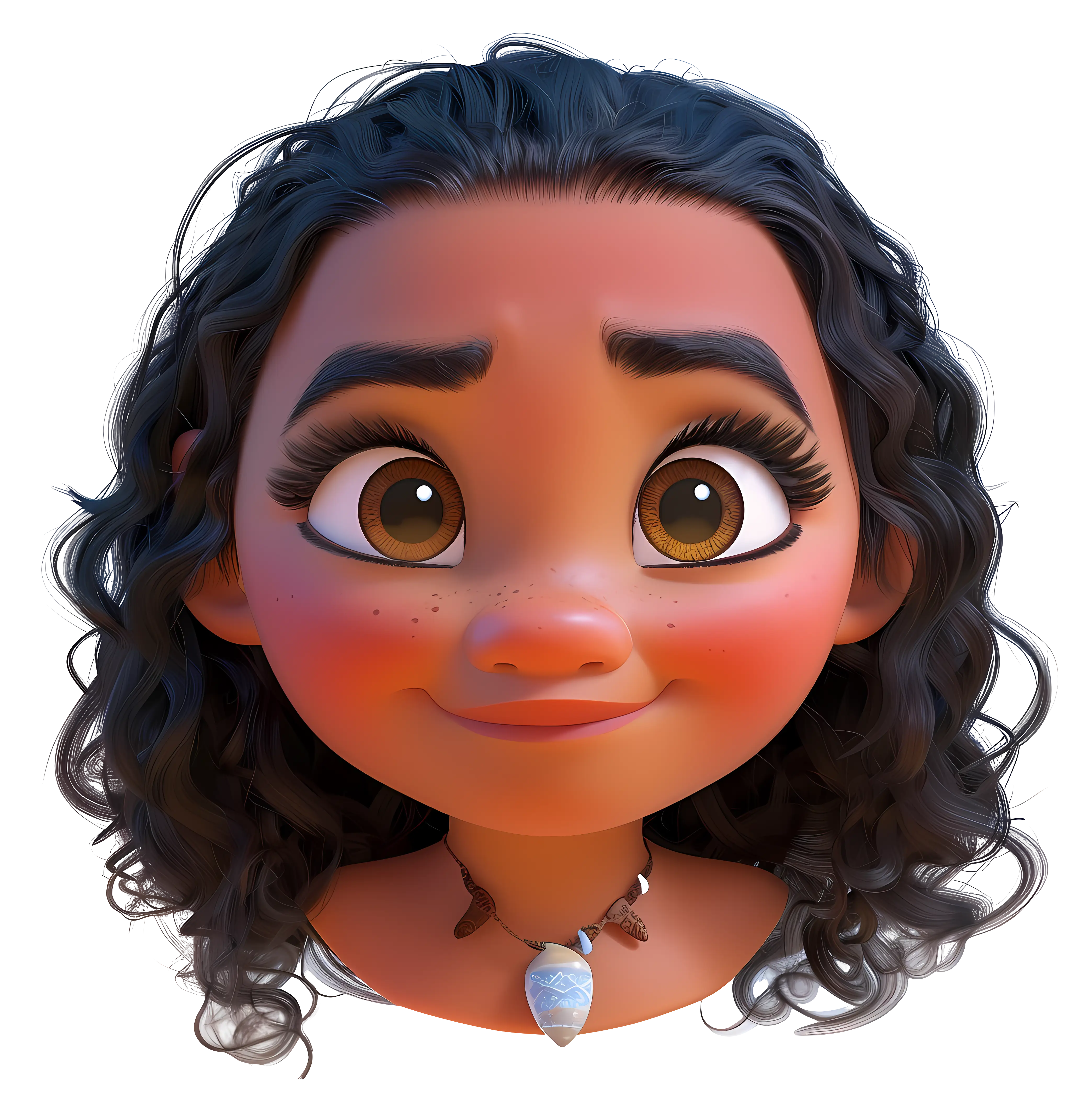 Cute Cartoon Girl with Curly Hair