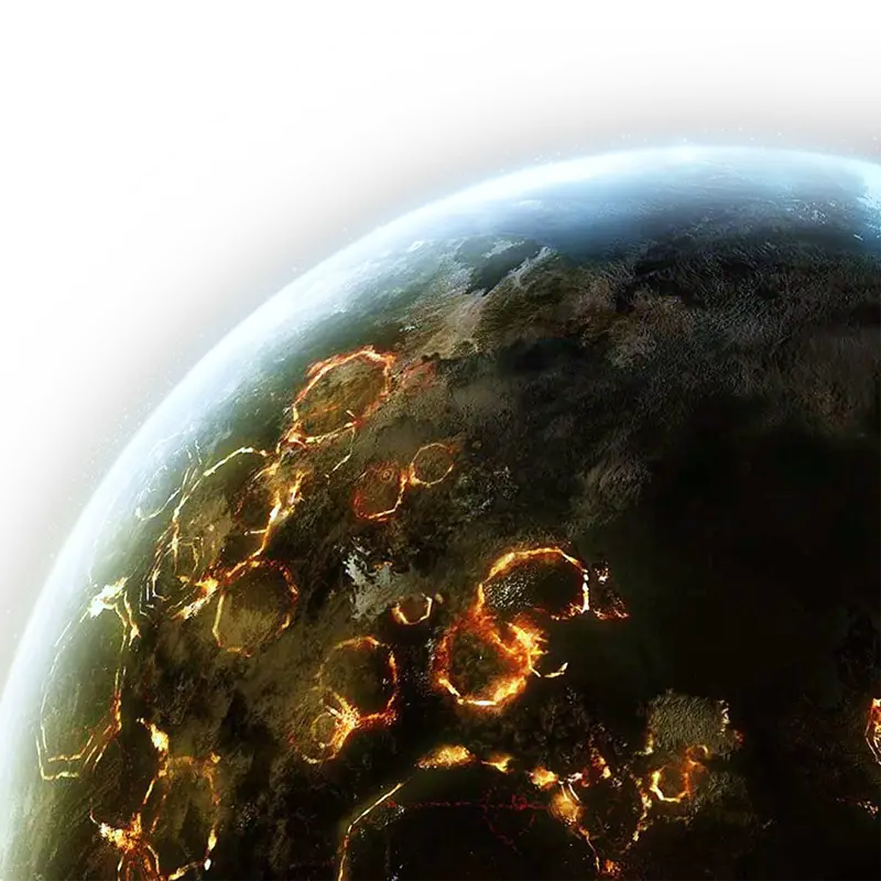 Burning Planet in Space