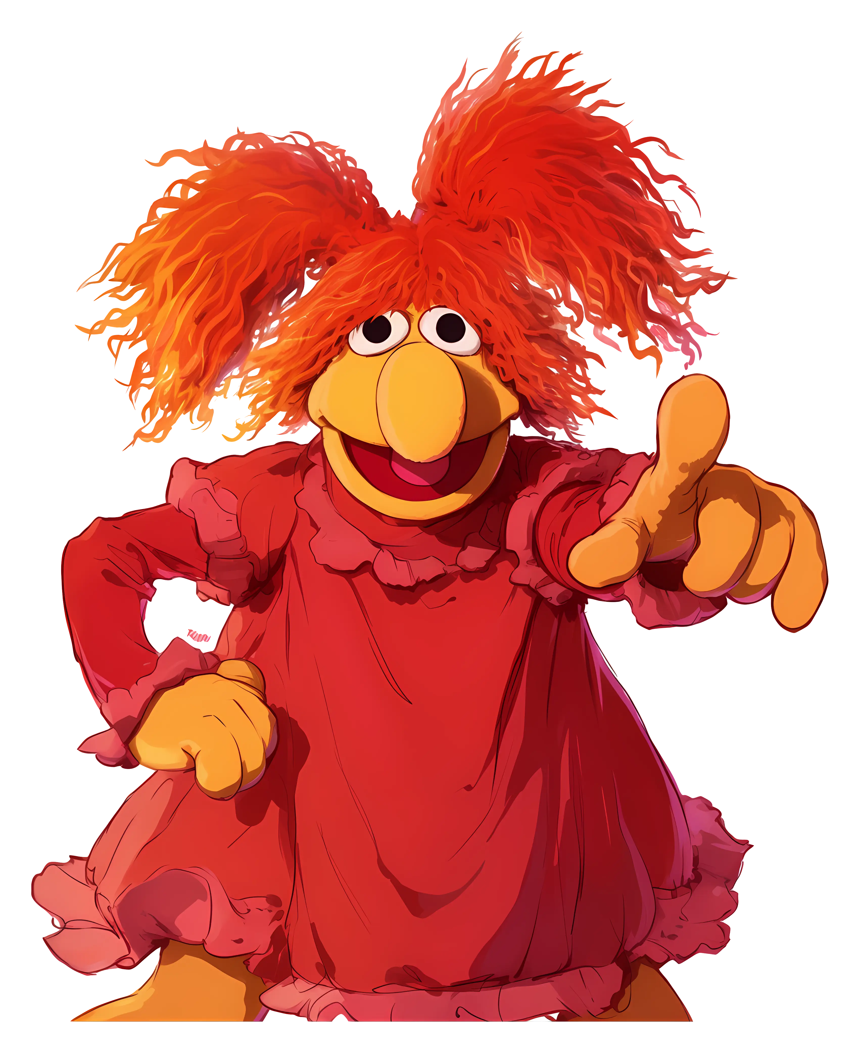 Red Puppet Character in Show