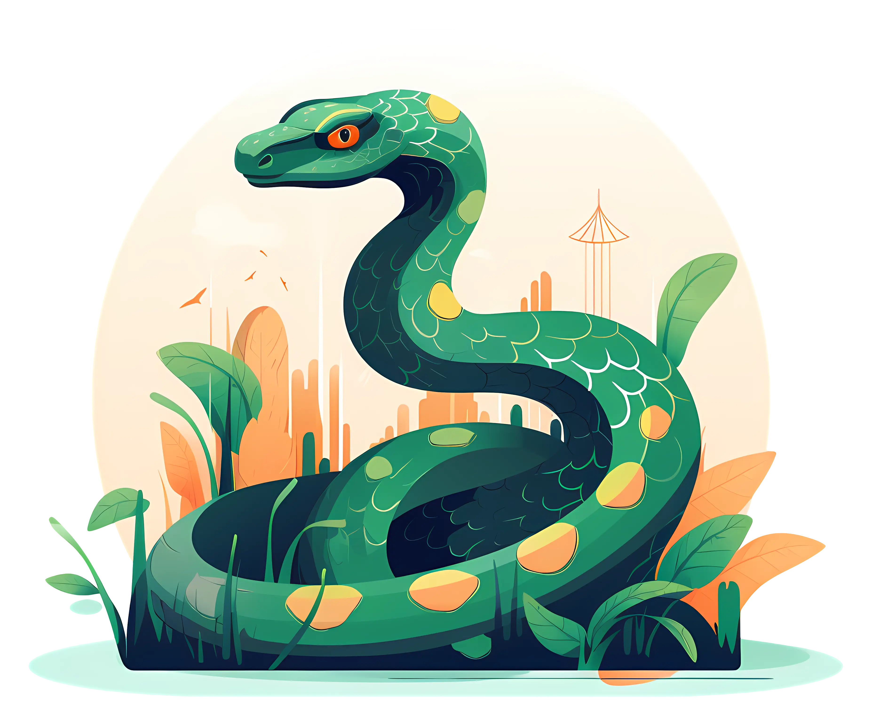 Cartoon Green Snake