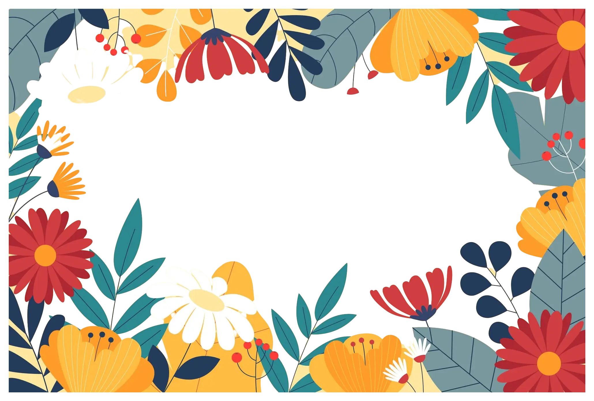 Colorful Floral Frame Illustration