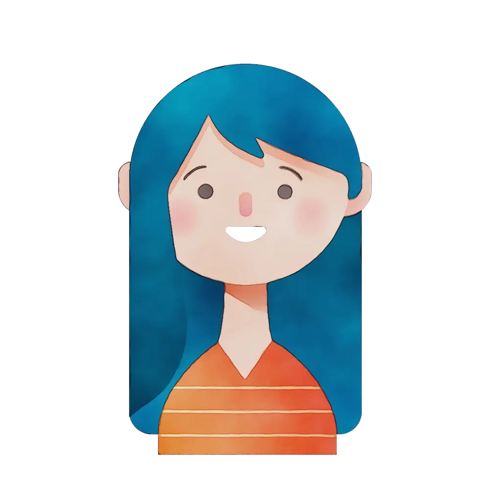 Blue-Haired Female Cartoon Character