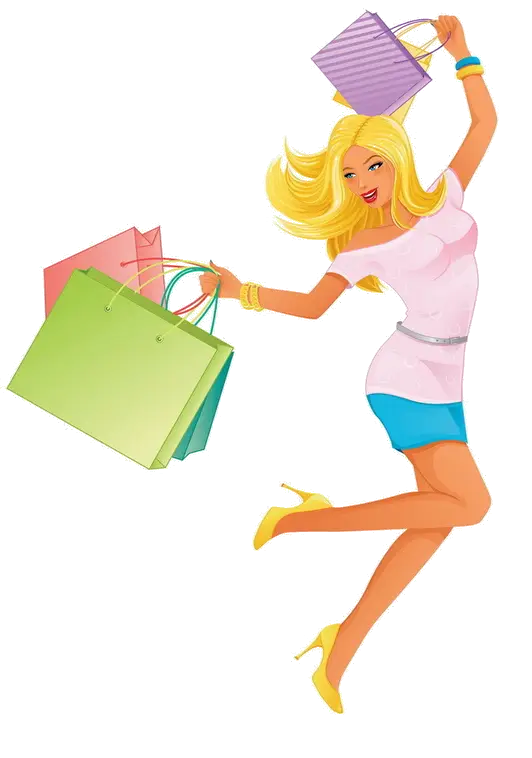 Happy Woman Shopping with Colorful Bags
