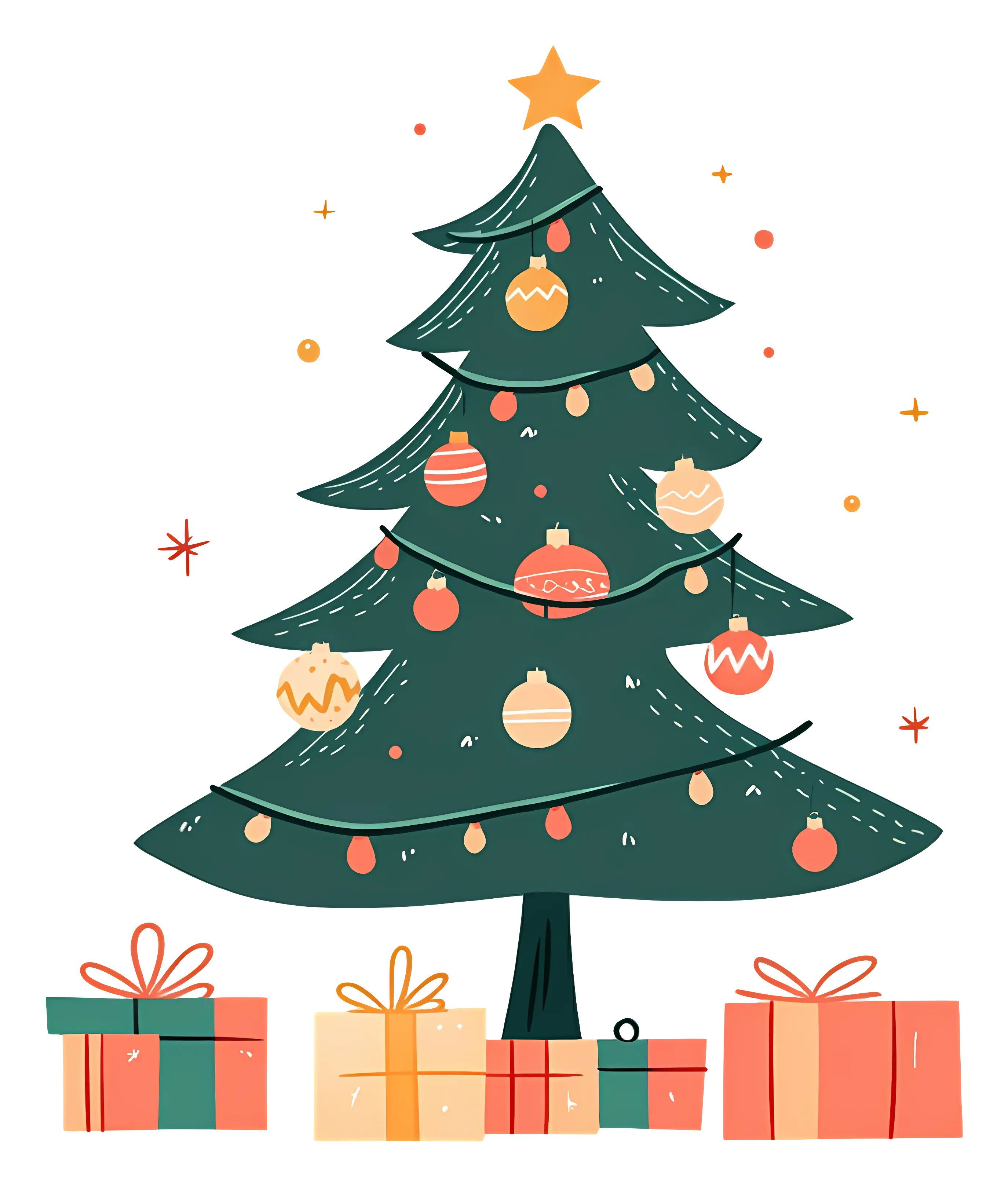 Festive Christmas Tree with Wrapped Gifts